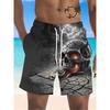 2025 New Men Beach Pants Horror Skull 3D Printed Men's Shorts Summer Quick-drying Trunks Men's Clothing Hawaiian Trendy Shorts