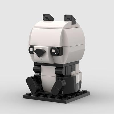 MOC Cute Creative Small Animal Mini Panda 3D DIY Building Blocks Bearcat Cartoon Pet Bricks Model Heads Toys Kids Birthday Gifts