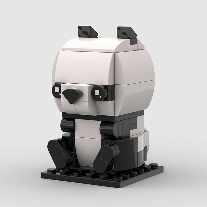 MOC Cute Creative Small Animal Mini Panda 3D DIY Building Blocks Bearcat Cartoon Pet Bricks Model Heads Toys Kids Birthday Gifts