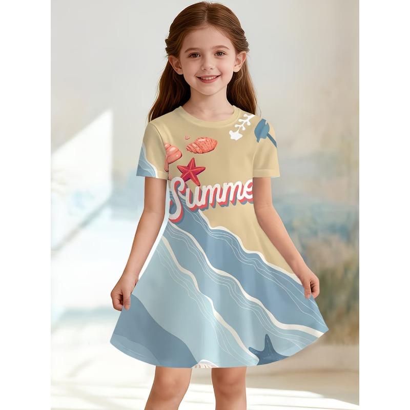 2026 Summer Hot Sale Strawberry Print Kids Princess Dress Comfortable Casual Fruit Kids' Beach &