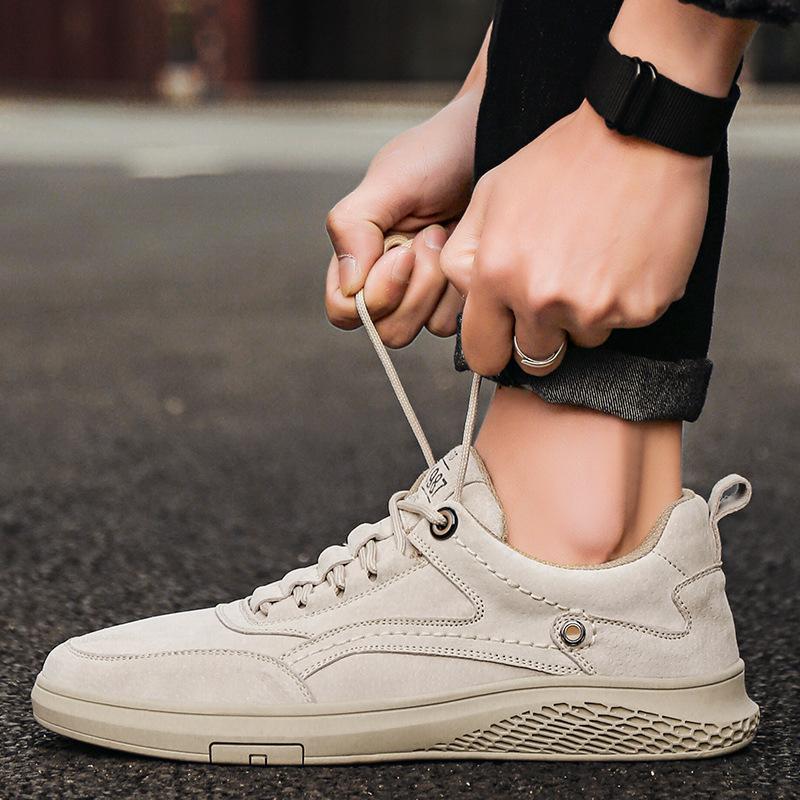 Fashion Men's Shoes Leather Casual Shoes Fashion Outdoor Loafers Low Top Business Shoes Lace Up Comfortable Male Sneakers Plus Size 47