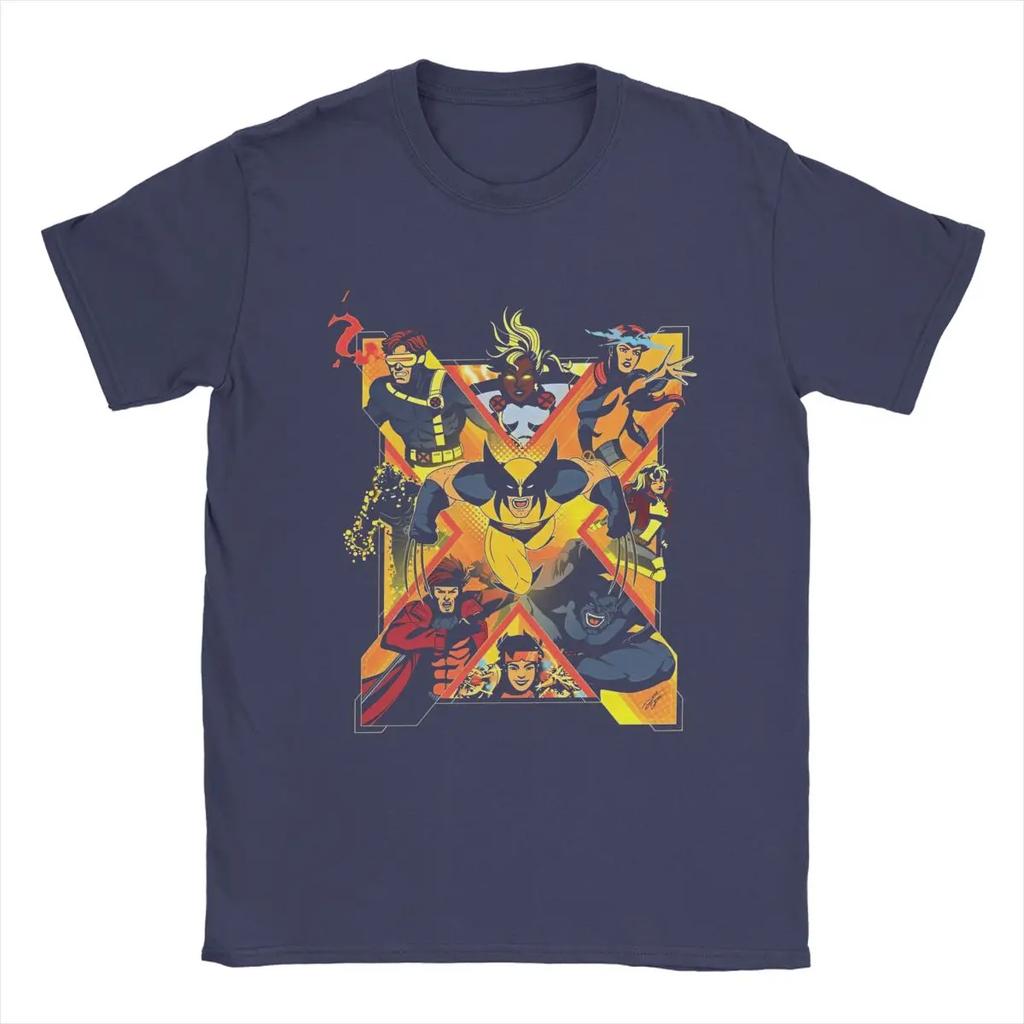 Men T-Shirt X-Men Wolverine Hipster 100% Cotton Tee Short Sleeve Xmen Group T Shirts Round Collar Merchandise Graphic