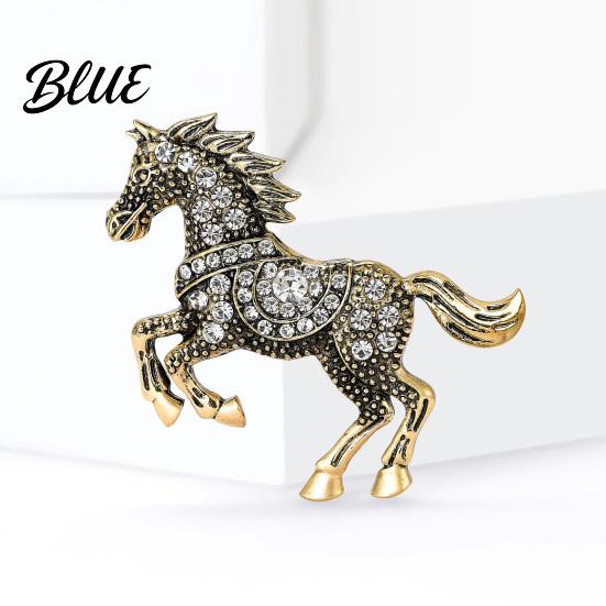 Retro Horse Brooch Vintage Rhinestone Alloy Running Lapel Pin Sweater