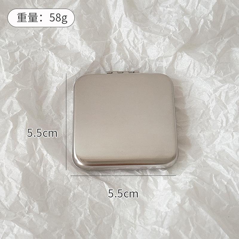Premium sense foldable clamshell makeup mirror stainless steel double-sided small mirror women s portable makeup mirror ~