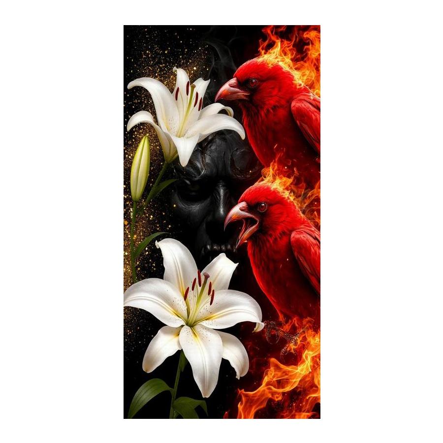 

Red Bird and Lily Large Size Diamond Painting Animals Diy Full Square Round Drill Rhinestone Embroidery Mosaic Cross Stitch Kits Wall Decor Square drill 30x60cm