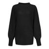 Damenmode Halber hoher Kragen Locker Einfarbig Langarm Dicke Nadel Seitenschlitz Strickpullover