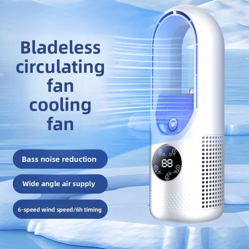 Ventilatore Portatile Aria Condizionata, Ventilatore a Torre USB, Ventilatore da Scrivania Senza Pale - Raffreddamento a Nebbia d'Acqua, Luce Ambientale LED a Sette Colori, Timer e Spegnimento Intelligente