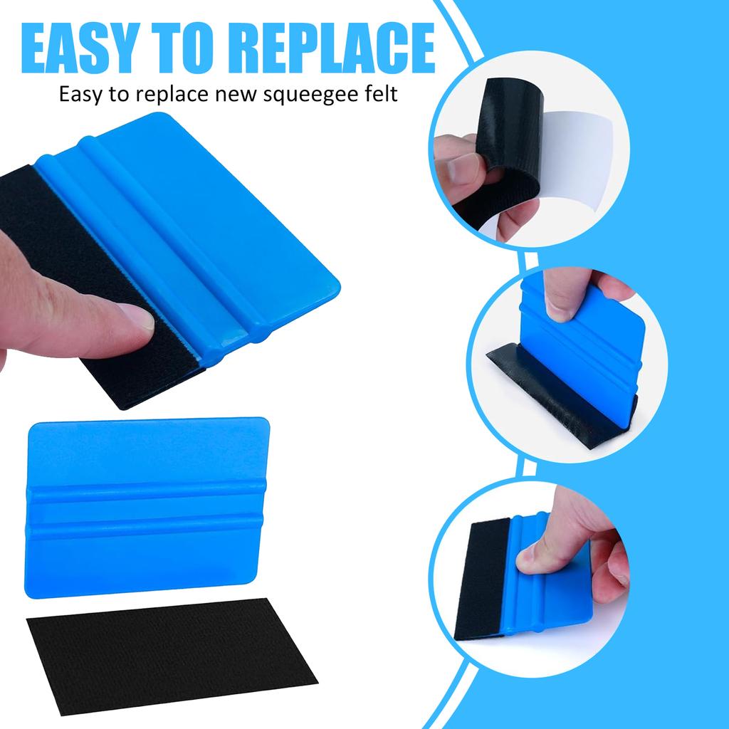 20Pcs Vinyl Wrap Squeegee with Fabric Felt Portable Car Vinyl Scraper Anti Slip Window Film Tint Squeegee Multifunctional Felt