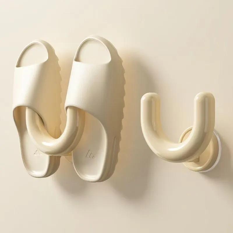 Bathroom Suction Cup Slipper Holder - No Drilling Required, Bathroom Wall Installation with Drainage | Multi Scene Storage