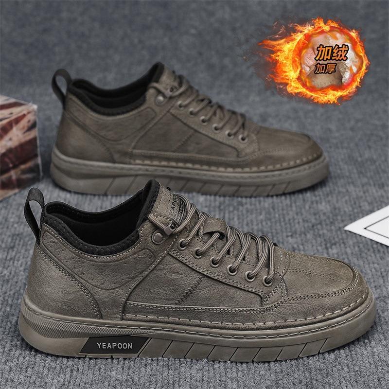 

Мужская обувь зима новая бархатная деловая черная на мягкой подошве повседневная кожаная обувь мужская универсальная износостойкая спортивная нескользящая обувь для скейтборда 44 коричневый