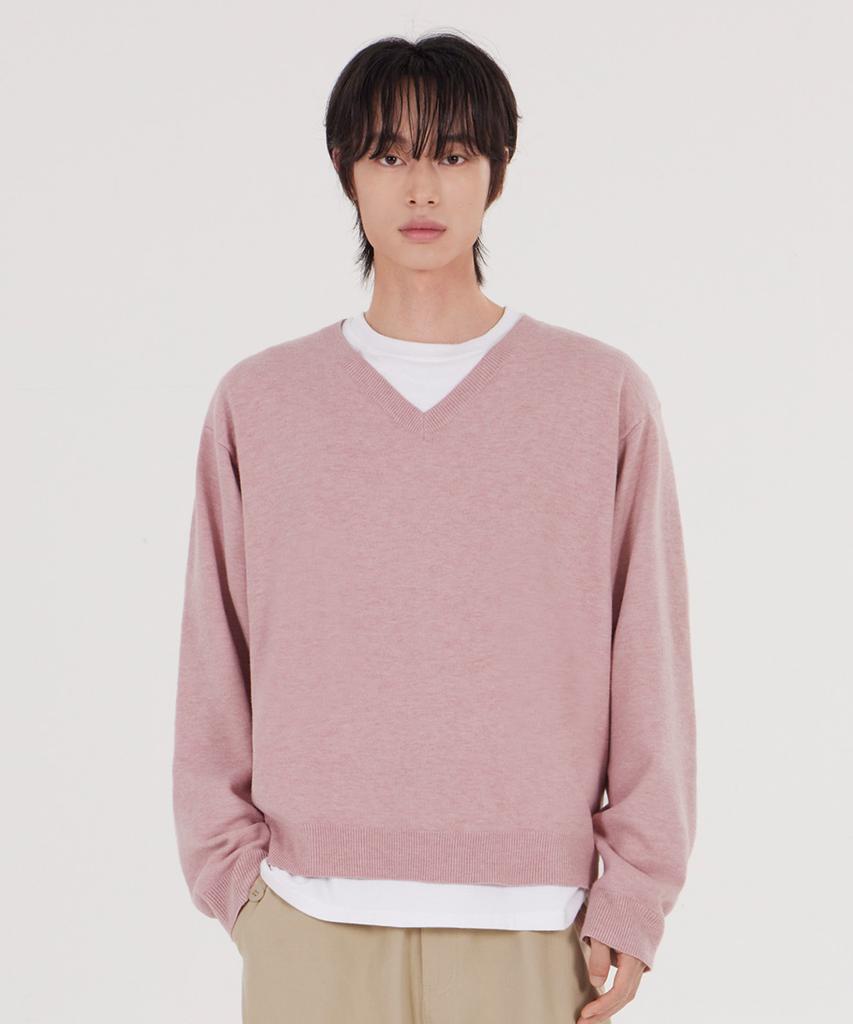 GLW [Unisex] Soft V-Neck Knit Pink