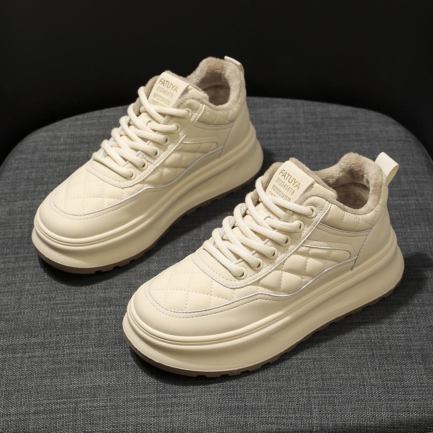 

velvet high-top little white shoes for women s 2025 autumn and winter new sports and leisure board shoes thick-soled versatile and popular big cott 35