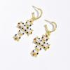 Geometric Cross Pattern Alloy Pearl Earrings For Women Summer Jewelry Gift