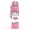 1PC Small Cute Ghost Cartoon Print 750ml Color Plastic Sports Water Bottle Leakproof Flip Straw Lid Suitable for Sports Office Home Use