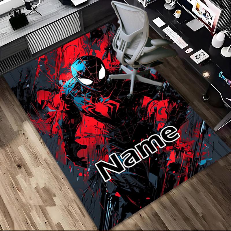 Personalized Name S-Spider M-Man Flight Living Room Non-Slip Area Rug Soft Carpet for Bedroom Kids Playroom Sofa Office Home Decor Doormat