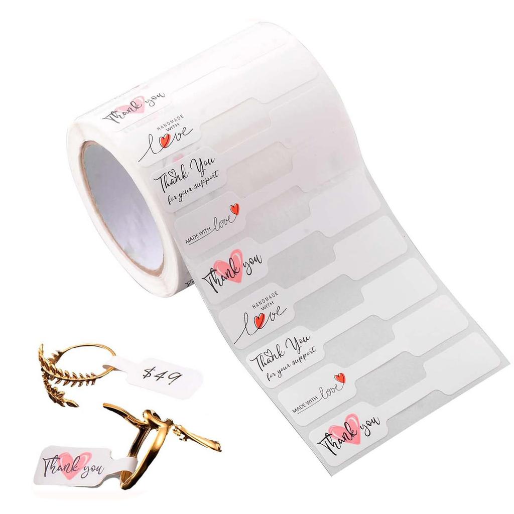 Sett med 500 Armbånd Klistremerke Hengelapper Elegante Papir Smykkeetiketter for Halskjede Øredobb og Identifikasjonsetikettering