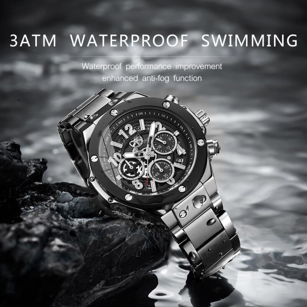 Fashion Men Sports Calendar Watches Chronograph 24 Hours Waterproof Quartz Watch Mens Business Luxury Stainless Steel Wristwatch