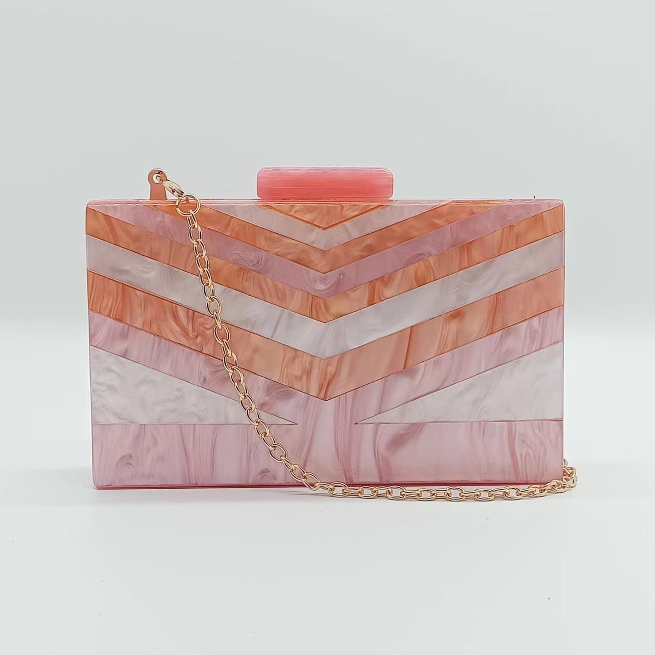 Summer Dinner Bag Retro Splicing Bag Trendy Acrylic Shoulder Chain Bag Bag Women