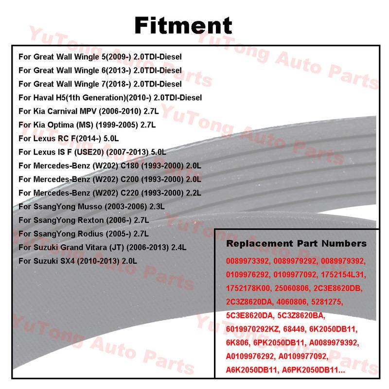 Engine V-Ribbed Belt For Suzuki Grand Vitara JT 2.4L 4WD 2009 J24B SX4 2.0L 2010/ Great Wall Wingle 5 6 7 2.0TDI Haval H5 Parts