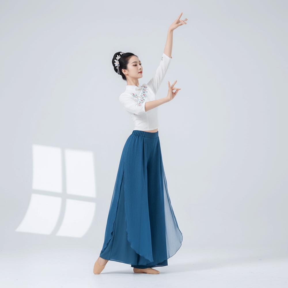 Flowing Chiffon Classical Dance Pant 2 Layer Performance Costumes  Dance Performance Wear