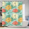 Floral Design Shower Curtain Lotus Flower Bath Decor Waterproof Fabric Printing Art Home Decoration Size Customizable For Bathro