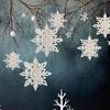 6Pcs Christmas Snowflake 15/20/25CM Christmas Tree Hanging Ornaments 3D Iridescent Snowflake Star Christmas Wedding Decorations 7