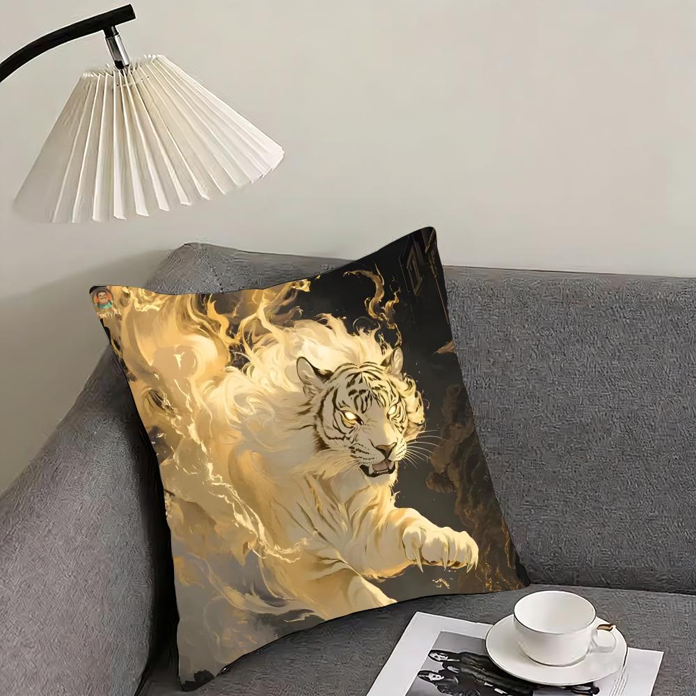 White Tiger Cool Cushion Cover Pillowcase Ultra Soft Skin Friendly Fabric Cloud Like Comfort  Concealed Zipper