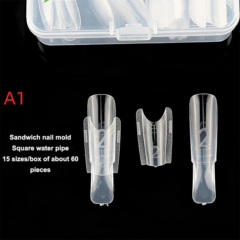 Original Sandwich Nails Dual Forms 60Pcs Nail Mold For Quick Salon Manicure Professional Use