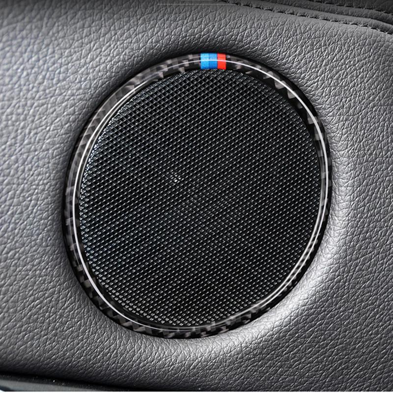 4PCS/6PCS Carbon Fiber Car Door Speaker Loudspeaker Decorative Circle Trim Cover Stickers Auto Accessories For BMW X5 E70 X6