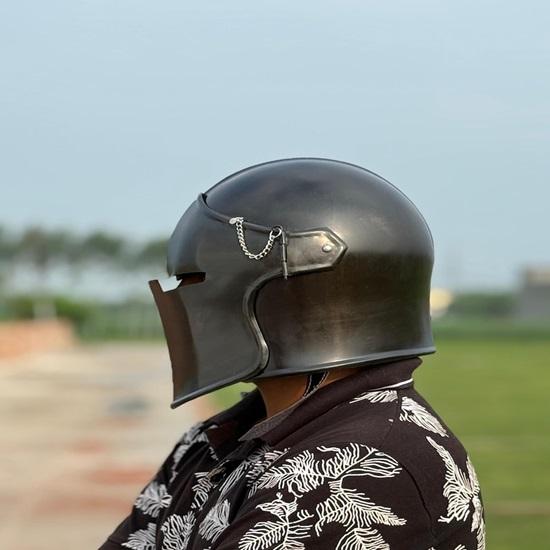Black Barbuta Helmet  Knight Armor 18g Mild Steel Helmet LARP Cosplay Halloween Costume  Barbuta Visored Warrior Helmet  Best Gift