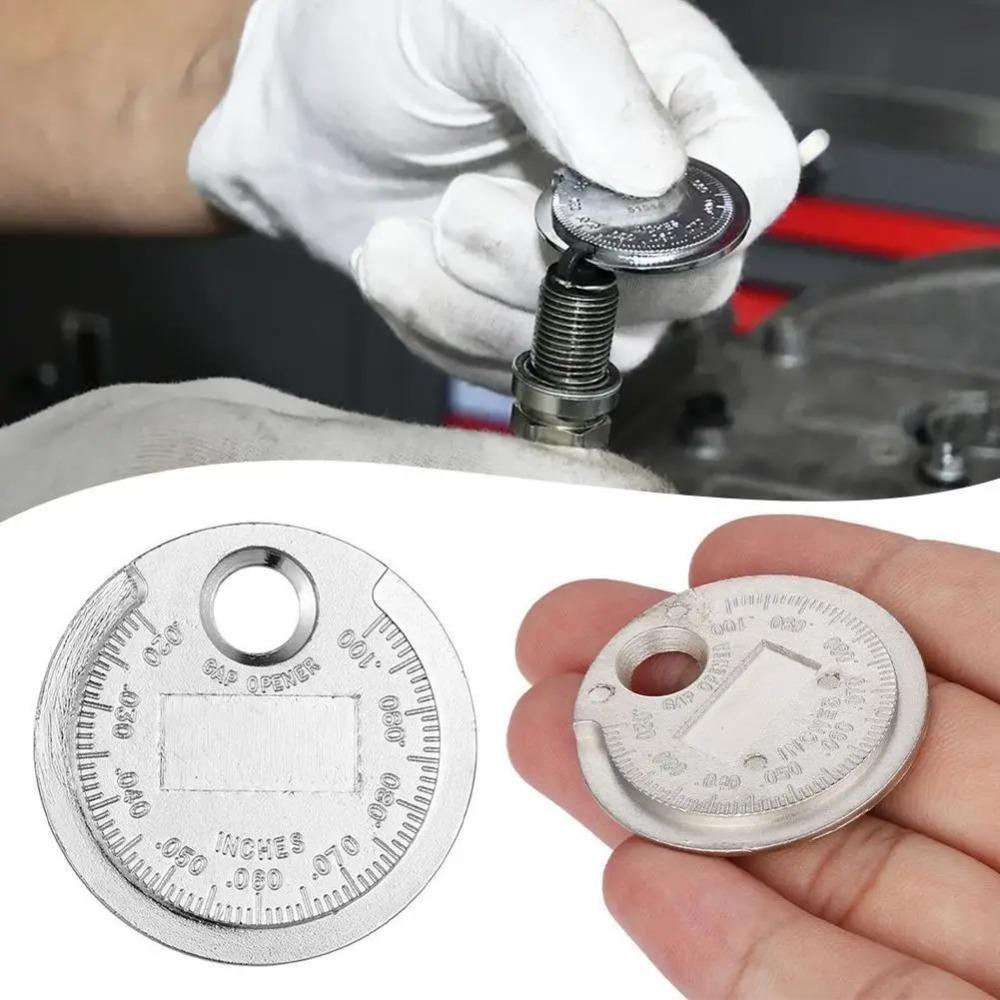 0.6-2.4mm Range Gage Gap Feeler Coin-Type Caliber Measuring Tool Spark Plug Gap Gauge Tool