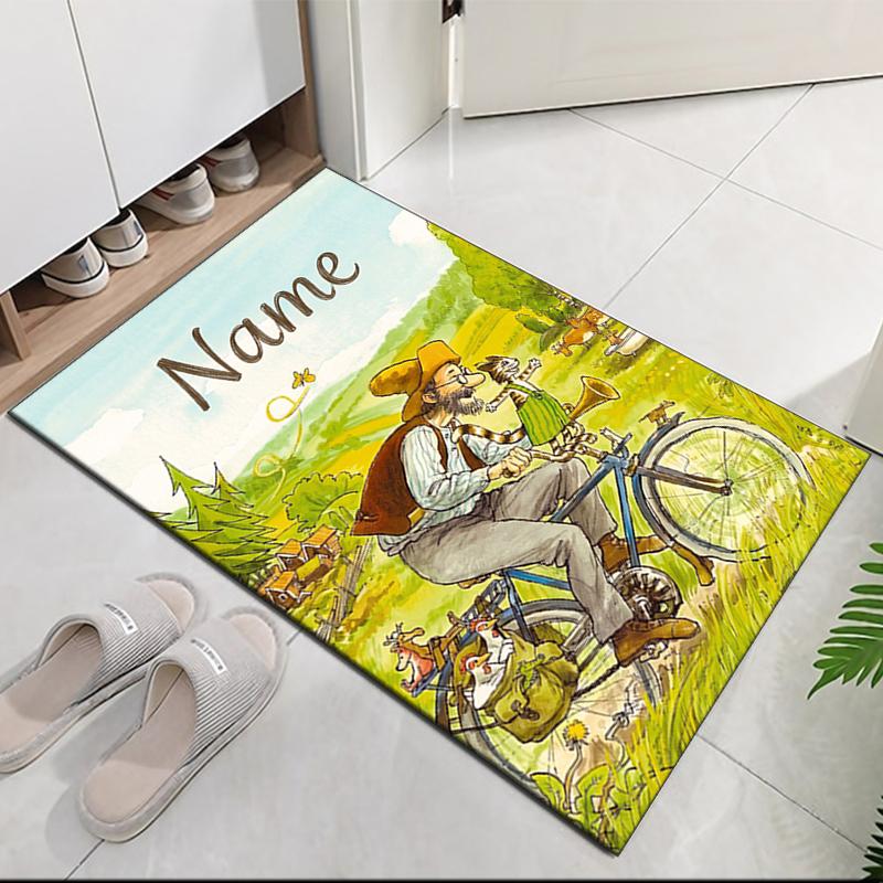 Custom Name Pettson Findus Printed Carpet Rug For Office Chair Living Room Bedroom Kitchen Room Decor Gifts