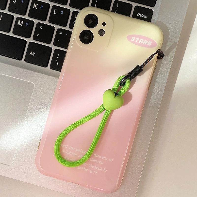 Solid Color Love Heart Cellphone Hanging Rope Durable Mobile Phone Shell Hanging Chain USB Key Camera Anti Loss Hanging Decoration