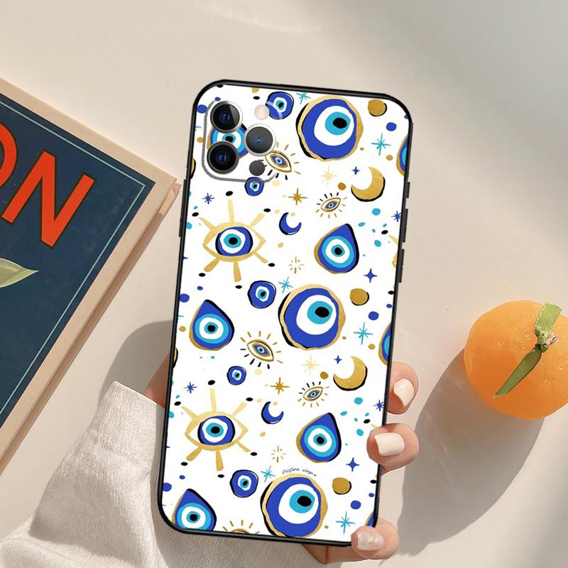 Evil Eye Funda Case For iPhone 16 Pro Max 14 11 12 13 15 Pro Max Mini XR 16e 15 16 Plus Phone Cover