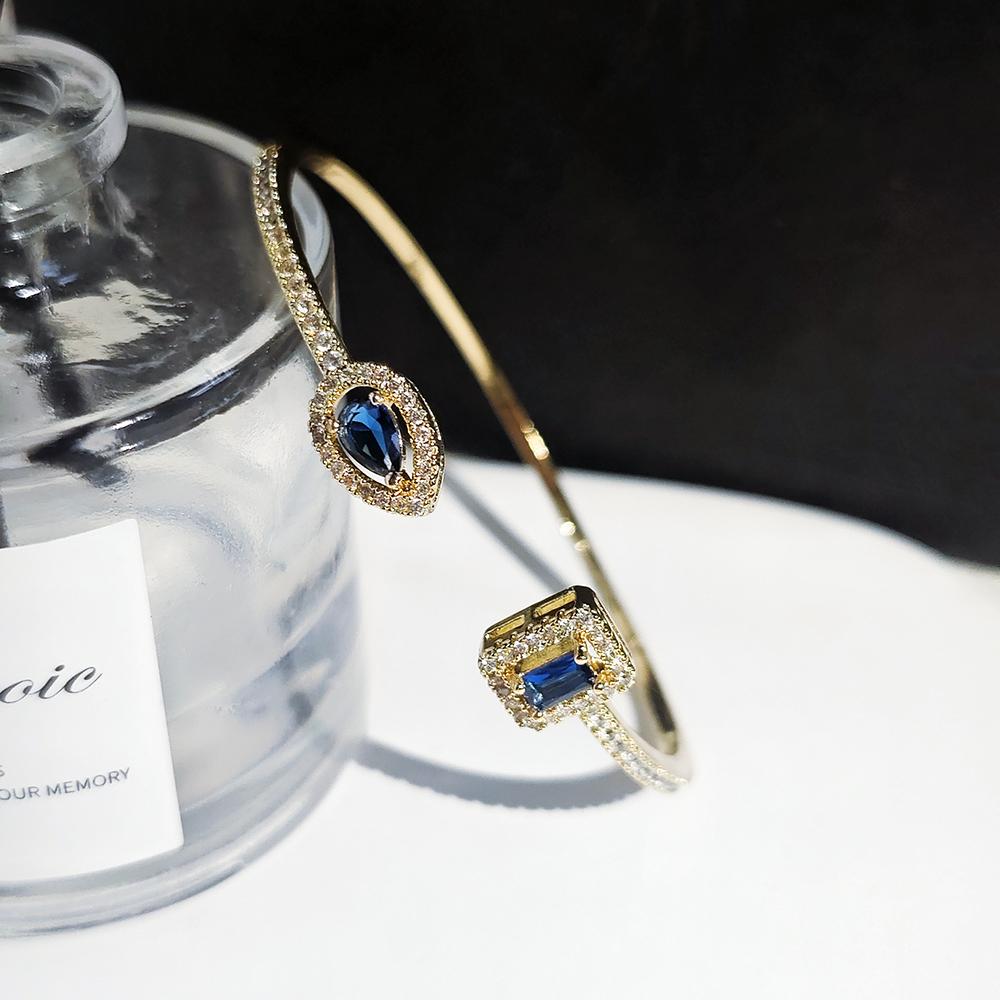 Luxury Punk Snake Blue Silver Color Adjustable Open Bracelet Bangle for Women Wedding on Hand Love Jewelry S5214