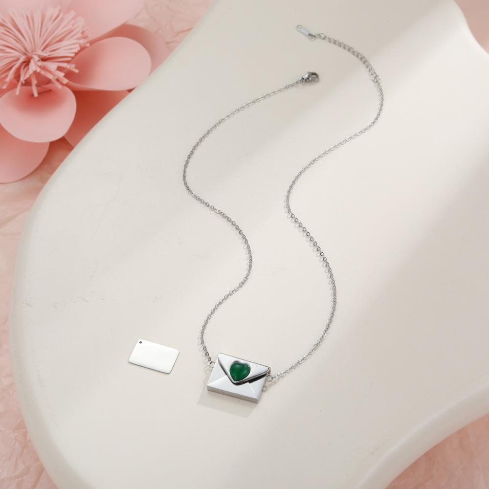 Openable Pendant Sweater Chain Rhinestone Lovers Choker Fashion Envelope Necklace  Gift