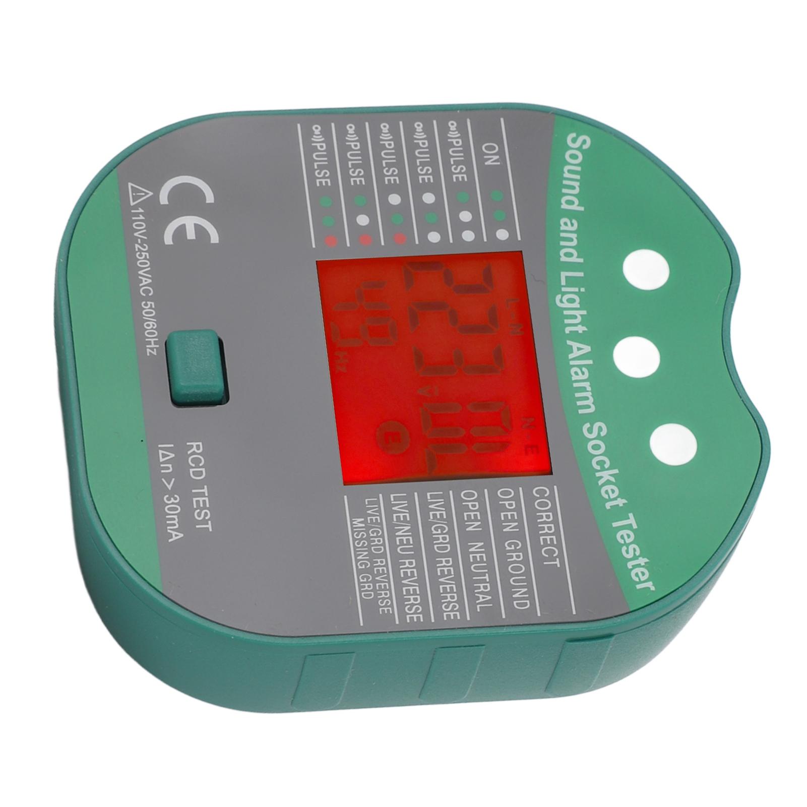 

Socket Tester Electrical Outlet Sound Light Alarm Voltage Checker Detector