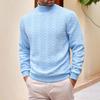 Men's Turtleneck Sweater Winter New Jacquard Knit Pullover Solid Color Warm Casual Long Sleeve