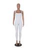 Ribbed Square Neck Sleeveless Bodysuit - Women's Solid Color Backless Slimming Sport Jumpsuit In Stock