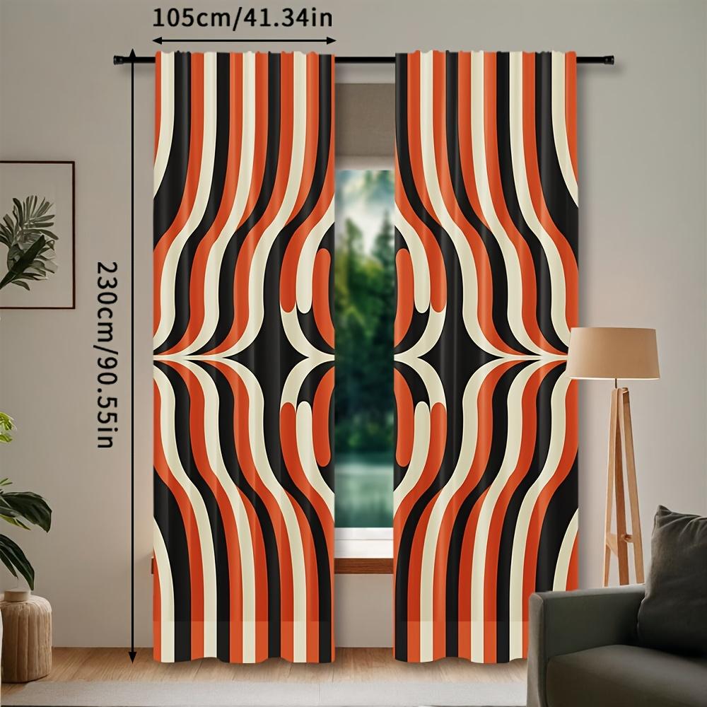 Set Of 2 Semi Curtains African Print Polyester Pongee Woven Roller Embossed Drapes Machine Washabl Contemporary Sheer Made