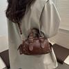 Trend Y2K Retro Rivet Shoulder Bag Spicy Girl Vintage Underarm Bag Pu Leather Handbag Locomotive Bowling Bag