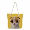 Multifunctional Cute Cat Printed Thick Rope Shoulder Beach Bag Casual Large Capacity Handbag 7608 KTB