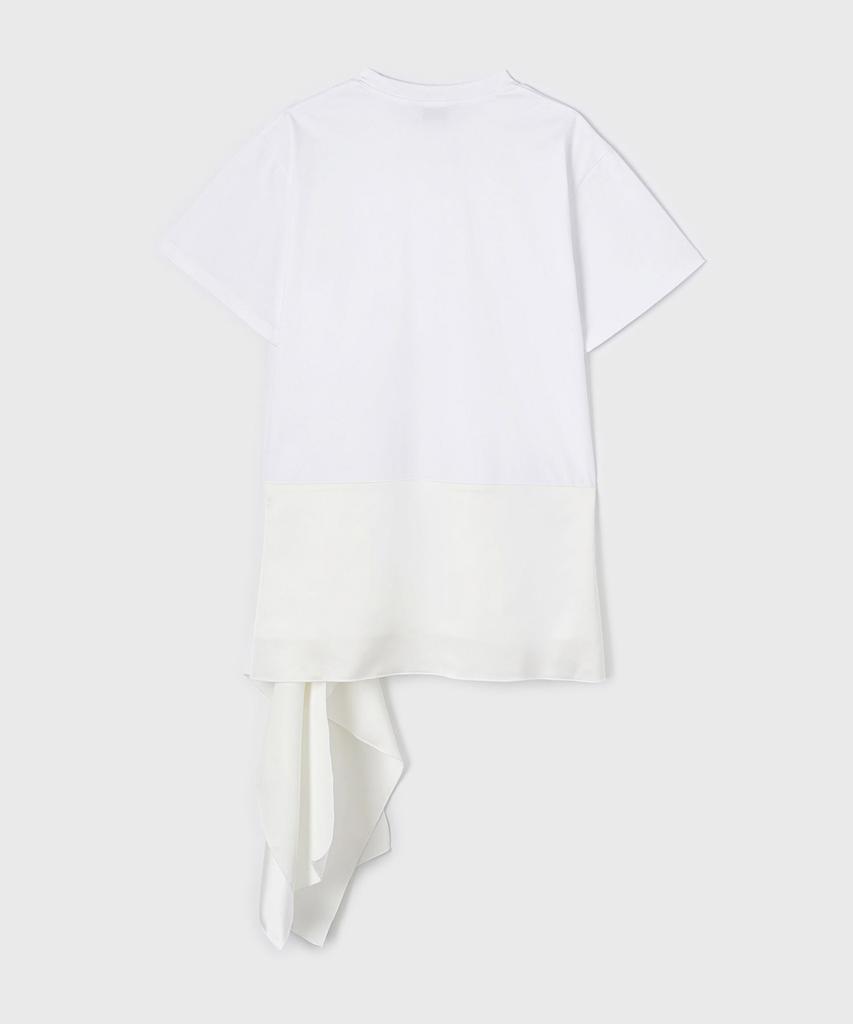 Yunse Draped Satin Dress (White)