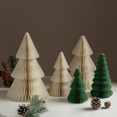 Paper Christmas Tree 3D Honeycomb Paper Xmas Tree Ornament Rustic Tabletop Centerpiece