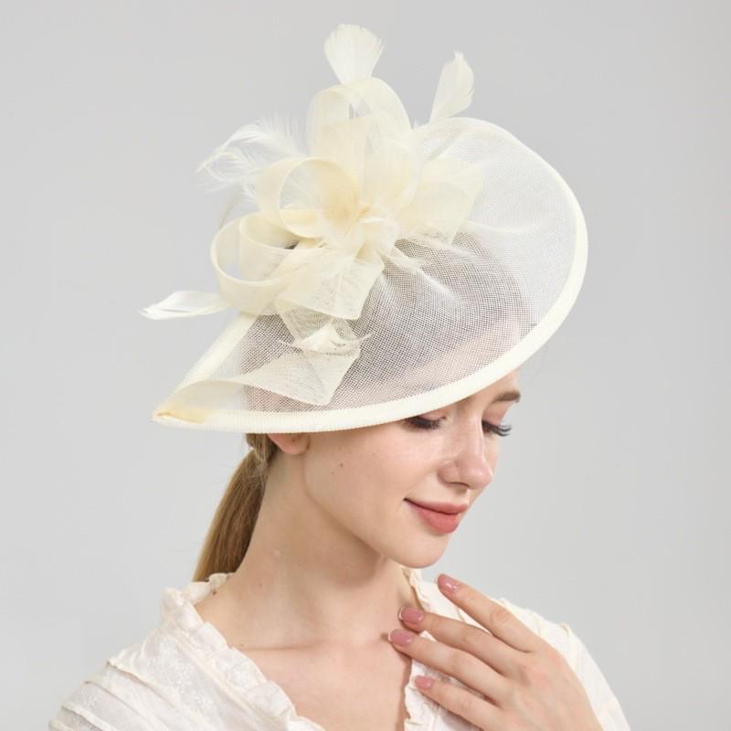 Elegant Feather-Style Mesh Veil Kentucky Derby Hat and Evening Hair Accessory