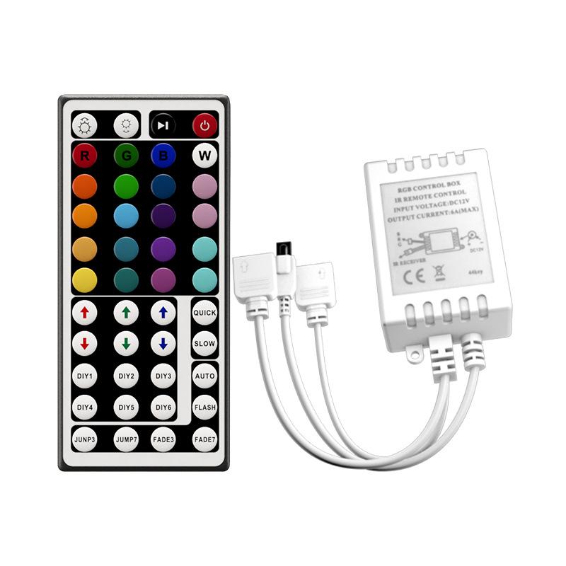 44-Key IR Remote for RGB LED Strips: Controls 5050/2835, Dimming & Color Adjustment.