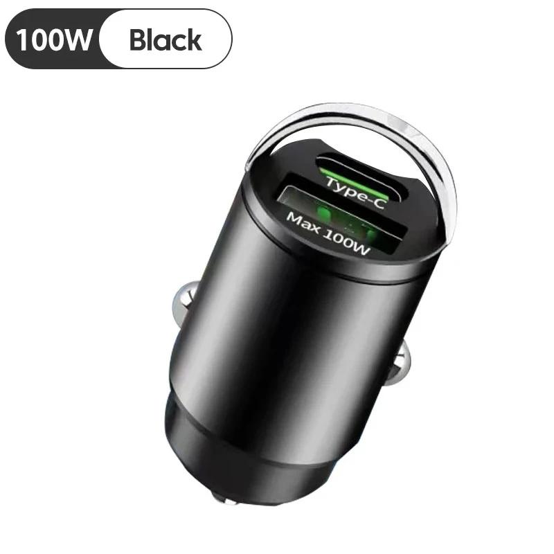 

100 Вт / 200 Вт QC3.0 PD автомобильное зарядное устройство 5A быстрая зарядка 2 порта 12-24 В прикуриватель автомобильное зарядное устройство USBC для iPhone адаптер питания