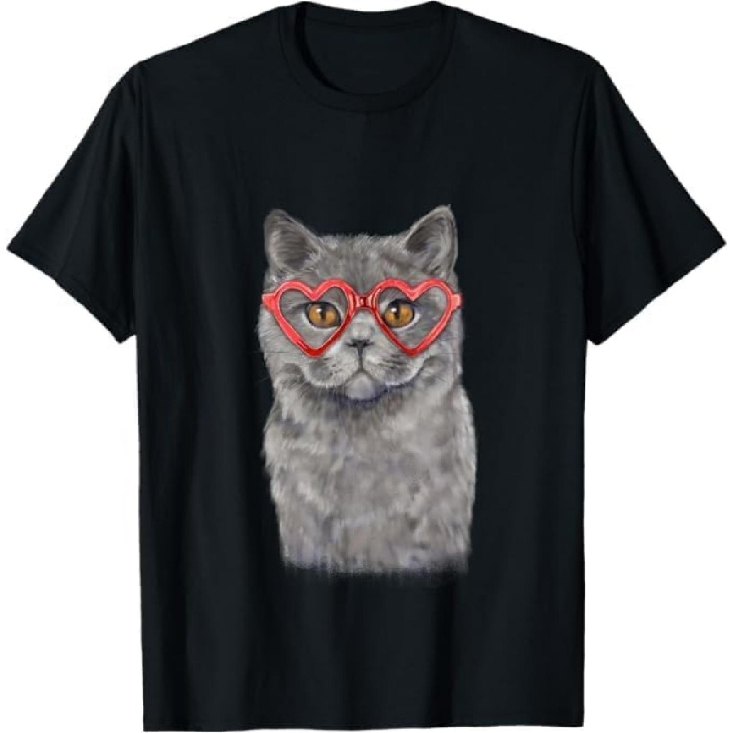 

Funny Cat Heart Glasses Valentine s Day British Shorthair T-Shirt Khan Mens Womens Tank Top Sweatshirt Hoodie Longsleeve 282 Black XXXXXL різнокольоровий