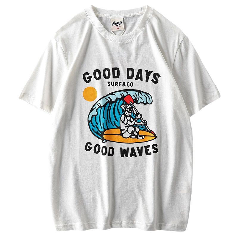 Export Tail Single Cut Label Amekaji American Short Sleeve T-Shirt Men's Ins Fashion Brand All-Matching Export Original Single Men's Clothing Tops