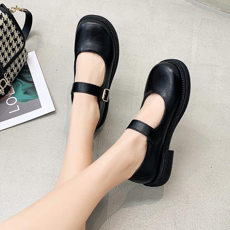 jk Mary Jane shoes women's 2025 autumn new shallow single shoes British style black low-heeled round head flat-soled small leather shoes